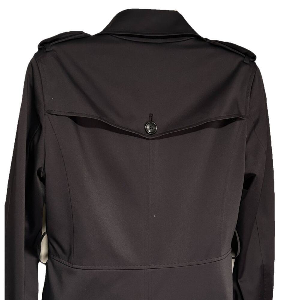 Cole Haan Double Breasted Trench Coat Women's Size 4 Black Satin Lined Classic - Picture 12 of 16